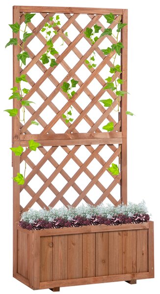 Outsunny Jardiniere din Lemn pentru Grădină cu Spătar pentru Plante Cățărătoare, Suport pentru Flori, Decor Exterior | Aosom Romania