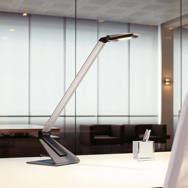 Maul Lampă de birou cu LED MAULsolaris, argintie, înălțime 64 cm, Metalic, Studiu / Birou, Metal, Modern