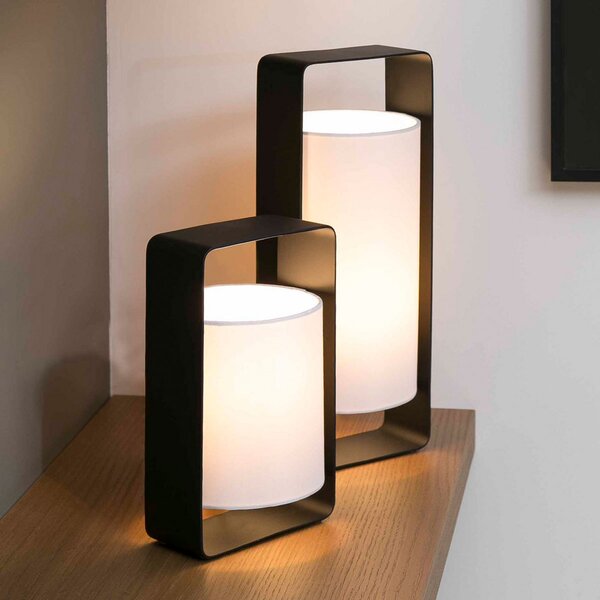 FARO BARCELONA Lampă de masă Lula negru-alb, 27 cm, Negru, Camera de zi / sufragerie, Metal, Modern