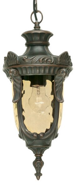 Elstead Lampă suspendată Philadelphia, bronz/chihlimbar, IP43, Bej, Sticlă, Casă de țară / Rustic