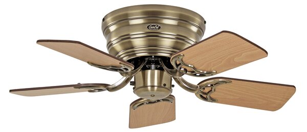CasaFan Ventilator Classic Flat III alamă antică Ø 75 cm, Lemn, Camera de zi / sufragerie, Lemn, Vintage