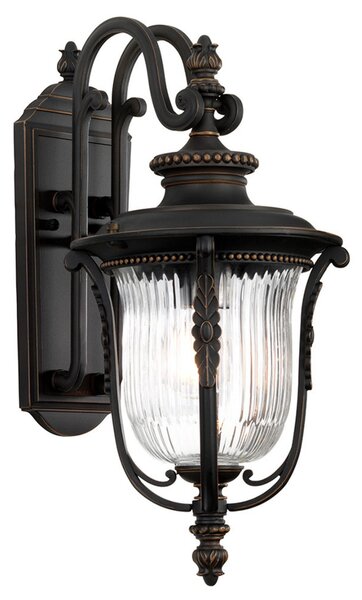 Elstead Aplică de exterior Luverne, Ø 22,9 cm, reglabil, Bronz / Alamă Veche, Sticlă, Antichitate, Felinar