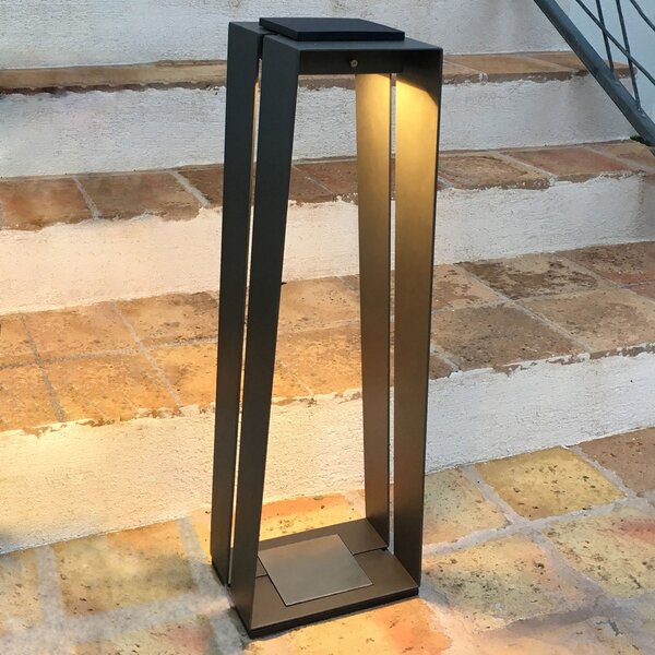 Les Jardins Felinar LED solar Skaal din aluminiu, 70 cm, gri, reglabil, Gri, Metal, Felinar