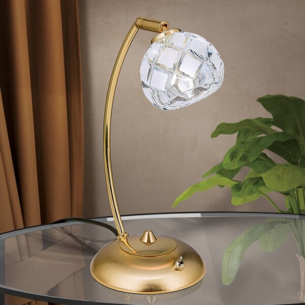 ORION Lampă de masă cristal plumb Maderno, auriu, Auriu / Alamă, Camera de zi / sufragerie, Metal, Modern