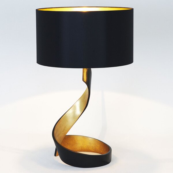 Holländer Lampă de masă Vortice, negru-auriu, Negru, Camera de zi / sufragerie, Țesătură / Textil, Design