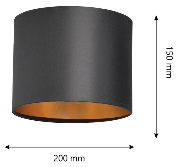 HELAM Abajur Alba, Ø 20 cm, E27, negru/auriu, Negru, Camera de zi / sufragerie, Țesătură / Textil