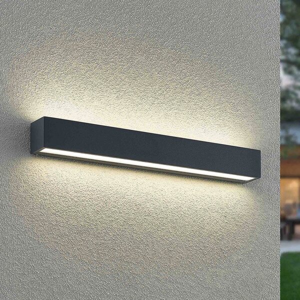 Arcchio Aplică de perete LED Lengo, 50 cm, 2 becuri, antracit, CCT, Negru, Aluminiu, Modern
