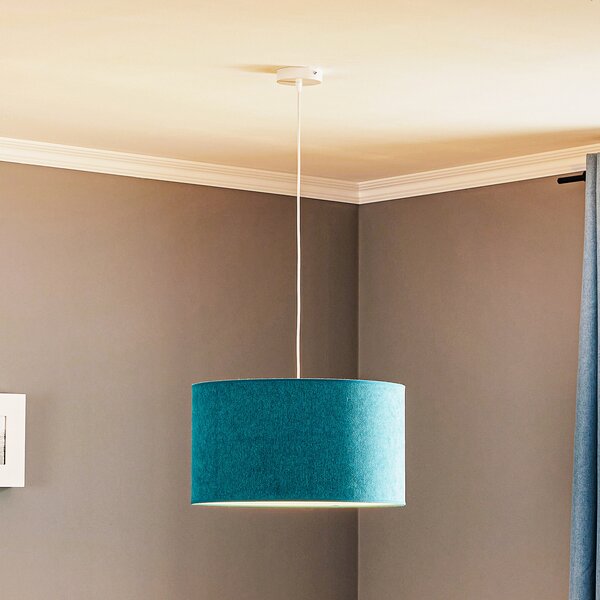 Duolla Lampă suspendată Bristol, model țesut, turcoaz, reglabil, Albastru, Camera de zi / sufragerie, Țesătură / Textil