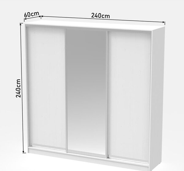 Dulap dormitor cu 2 usi glisante cu oglinda Aparador Pako World Sonoma 240x60x240 cm