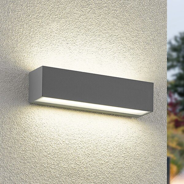 Arcchio Lampă LED pentru exterior Lengo, 25 cm, 2 becuri, gri, CCT, Gri, Aluminiu, Modern