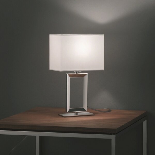 Helestra Lampa de masă Enna 2, înălțime 30 cm, E14, albă, textilă, Alb, Camera de zi / sufragerie, Țesătură / Textil, Modern