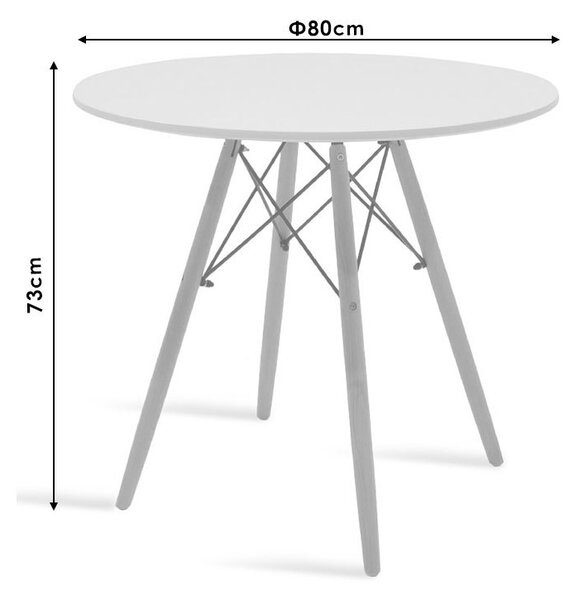 Set dining Julita-Gaston, Pako World, MDF, 3 piese, Gri-Alb-Natural, 80x80x73 cm