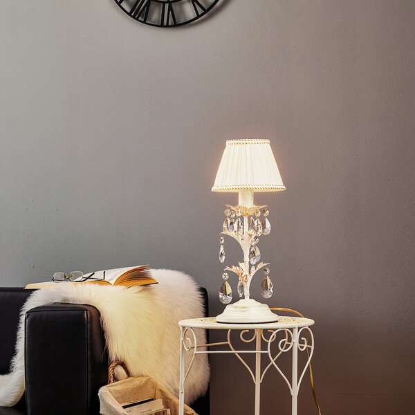 ONLI Lampa de masă Karen Înălțime 40 cm, culoare ivor, Alb, dormitor, Metal