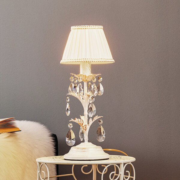 ONLI Lampa de masă Karen Înălțime 40 cm, culoare ivor, Alb, dormitor, Metal