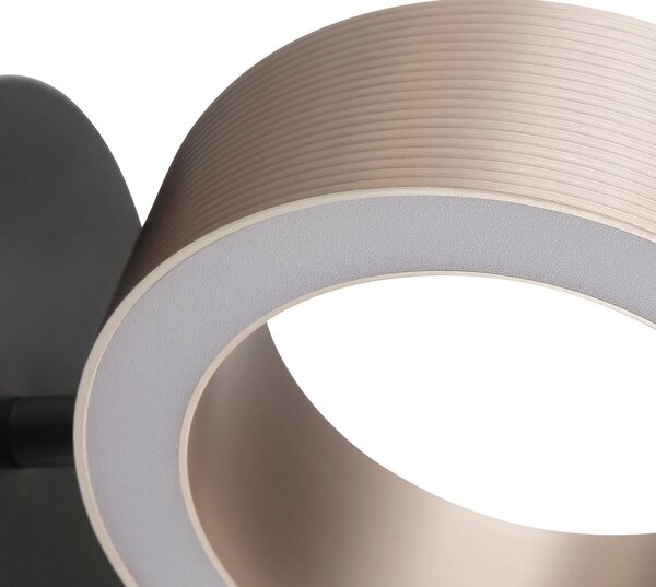Brilliant Aplică de perete LED Axion, negru/maro, înălțime 20 cm, dimabilă., reglabil, Maro / Rugină, Camera de zi / sufragerie, Plastic, Modern