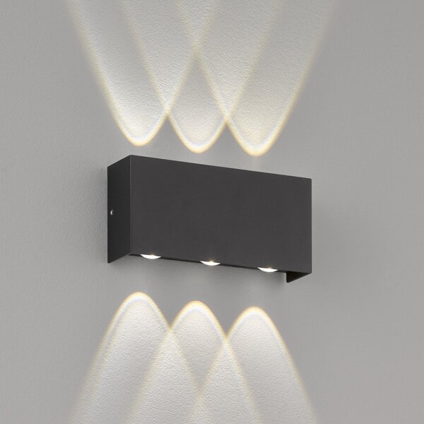 FISCHER & HONSEL Aplică LED de exterior Nairobi, negru, Negru, Metal, Modern, Perete unghiular