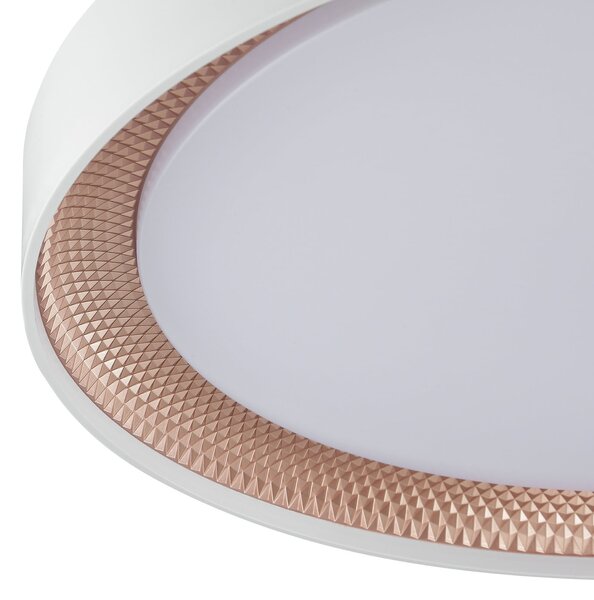 Brilliant Plafonieră LED Waldo, alb/auriu roz, Ø 48,5 cm, CCT, dimabil., reglabil, Alb, Camera de zi / sufragerie, Metal, Modern
