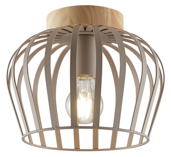 Brilliant Plafonieră NORDIC CAGE, culoare taupe, lemn, Ø 25 cm, E27, reglabil, Maro / Rugină, Camera de zi / sufragerie, Lemn, Modern