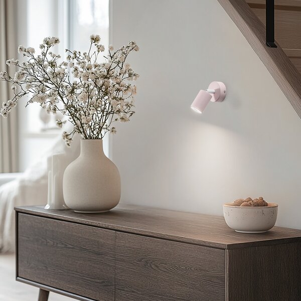 TK Lighting Spot de perete Livia, roz, 13 cm, metal, reglabil, GU10, reglabil, Roz / Rosé, Camera copiilor, Metal