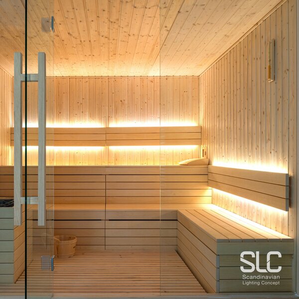 The Light Group SLC LED-Strip pentru saună până la 105°C, 24V IP67 5m 3,000K, reglabil, Alb, Camera de zi / sufragerie, Plastic, Modern