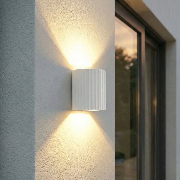 Lindby LED-Aparec de iluminat exterior Ralino, alb, 2 becuri, IP65, Alb, Aluminiu, Modern