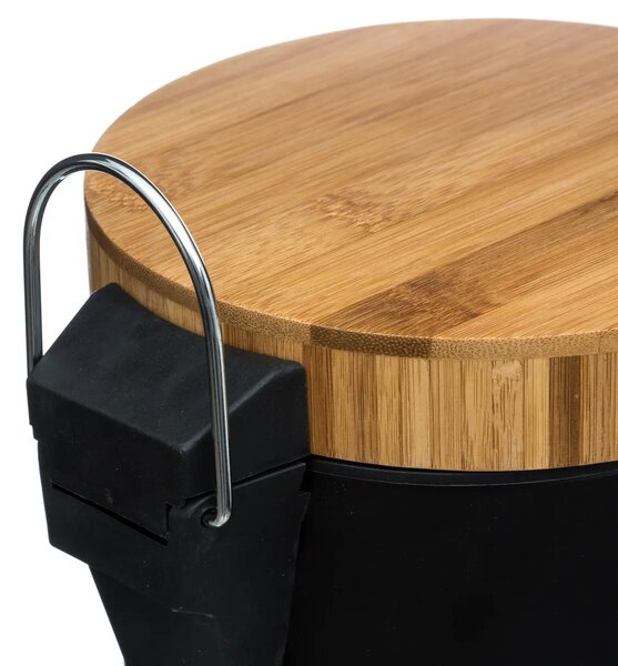 Cos de gunoi cu capac din bambus NATUREO 3L, negru