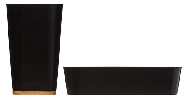 Set cana pentru periuta de dinti si savoniera NATUREO, negru