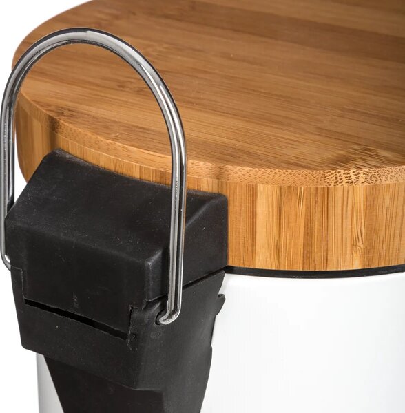 Cos de gunoi cu capac din bambus NATUREO 3L, alb