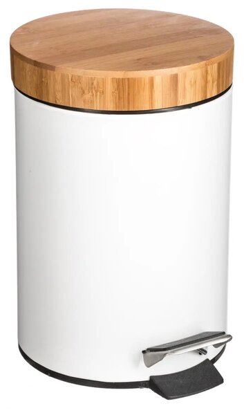 Cos de gunoi cu capac din bambus NATUREO 3L, alb
