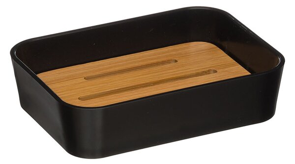 Set cana pentru periuta de dinti si savoniera NATUREO, negru