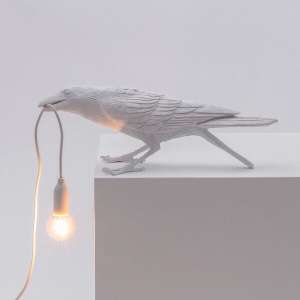 SELETTI Bird Lamp LED bec de masă decorativ alb jucăuș, Alb, Camera de zi / sufragerie, Plastic, Design