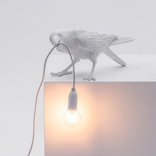 SELETTI Bird Lamp LED bec de masă decorativ alb jucăuș, Alb, Camera de zi / sufragerie, Plastic, Design