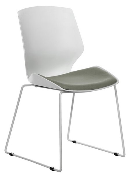Scaun de birou pentru vizitatori Genuine plastic alb - gri
