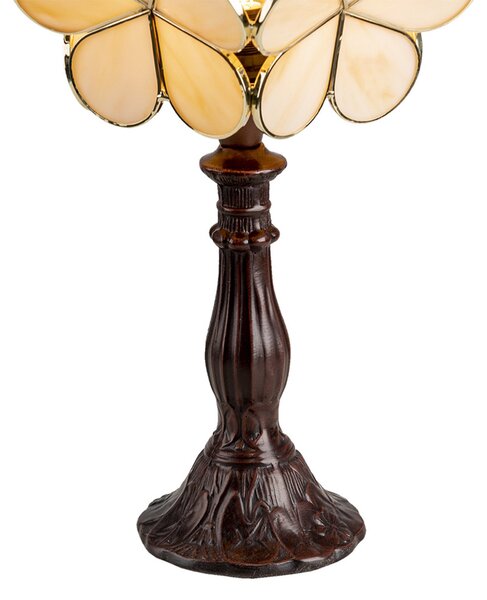 Clayre&Eef Lampă de masă 5LL-6095 în stil Tiffany, bej, Bej, Camera de zi / sufragerie, Plastic, Tiffany