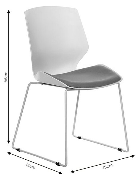 Scaun de birou pentru vizitatori Genuine plastic alb - gri