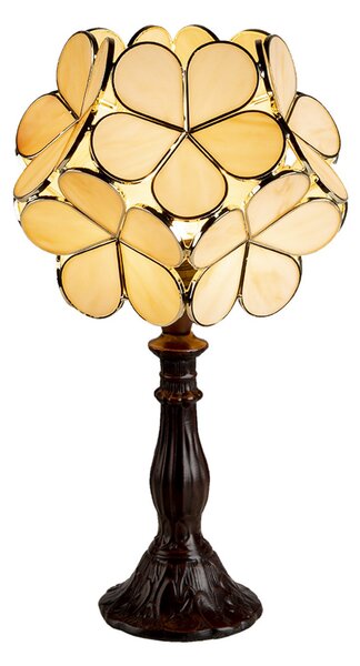 Clayre&Eef Lampă de masă 5LL-6095 în stil Tiffany, bej, Bej, Camera de zi / sufragerie, Plastic, Tiffany