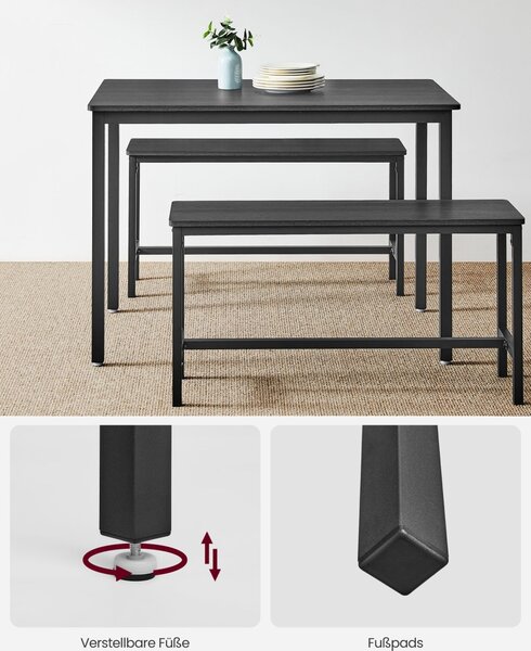 Set masa si bancute Vasagle Negru 110x70x75 cm