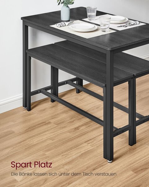Set masa si bancute Vasagle Negru 110x70x75 cm