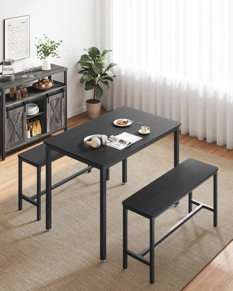 Set masa si bancute Vasagle Negru 110x70x75 cm