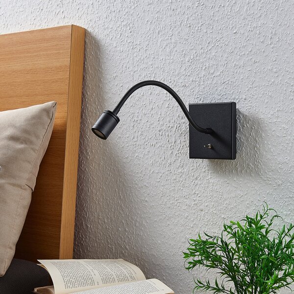 Lindby aplică de perete Mayar, 2pcs, negru, lampă lectură, 11 cm, Negru, dormitor, Metal, Modern