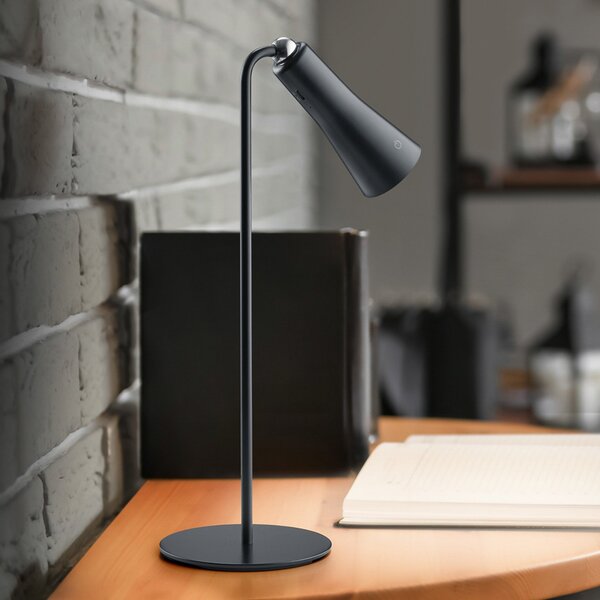 Reality Leuchten Lampă de masă reîncărcabilă cu LED Maxi, negru, metal, dimabil, 36 cm, reglabil, Negru, Camera de zi / sufragerie, Metal, Corpuri de iluminat cu clemă / cu fișă