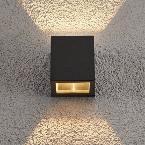 Lucande Aplică de exterior Maurice, antracit, IP54, set 4, reglabil, Negru, Metal, Modern, Priză de perete sus / jos