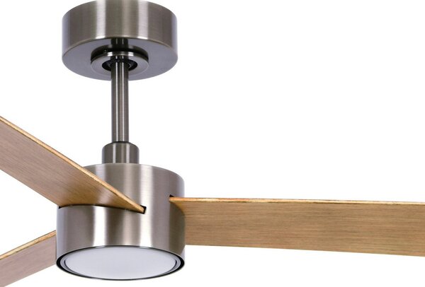 Beacon Lighting Ventilator de tavan cu lumină Climate IV, nichel/teak, silențios, reglabil, Lemn, Camera de zi / sufragerie, Plastic, Modern