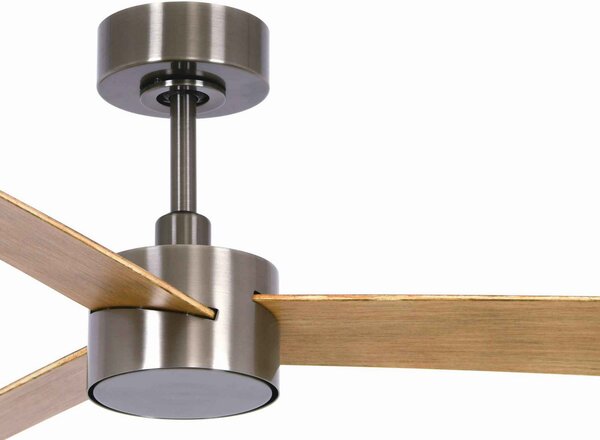 Beacon Lighting Ventilator de tavan cu lumină Climate IV, nichel/teak, silențios, reglabil, Lemn, Camera de zi / sufragerie, Plastic, Modern