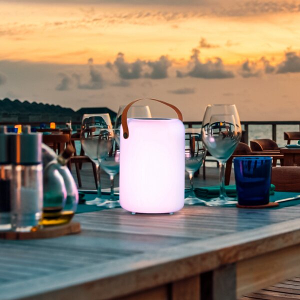FH Lighting Orno lampă de masă LED solară, alb cald și RGB, reglabil, Alb, Plastic, Modern