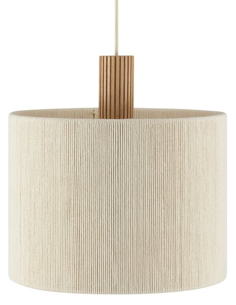 Brilliant Lampă suspendată Arlo, bej, material textil/lemn, Ø 35 cm, cu 1 bec, reglabil, Bej, Camera de zi / sufragerie, Țesătură / Textil, Modern