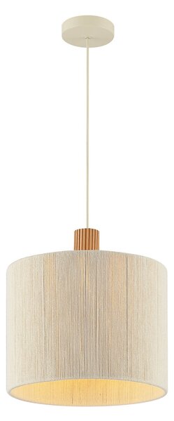 Brilliant Lampă suspendată Arlo, bej, material textil/lemn, Ø 35 cm, cu 1 bec, reglabil, Bej, Camera de zi / sufragerie, Țesătură / Textil, Modern