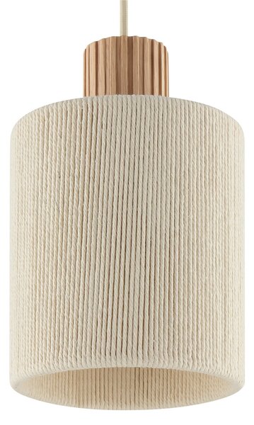 Brilliant Lampă suspendată Arlo, bej, material textil/lemn, Ø 40 cm, 3 becuri, reglabil, Bej, Camera de zi / sufragerie, Țesătură / Textil, Modern