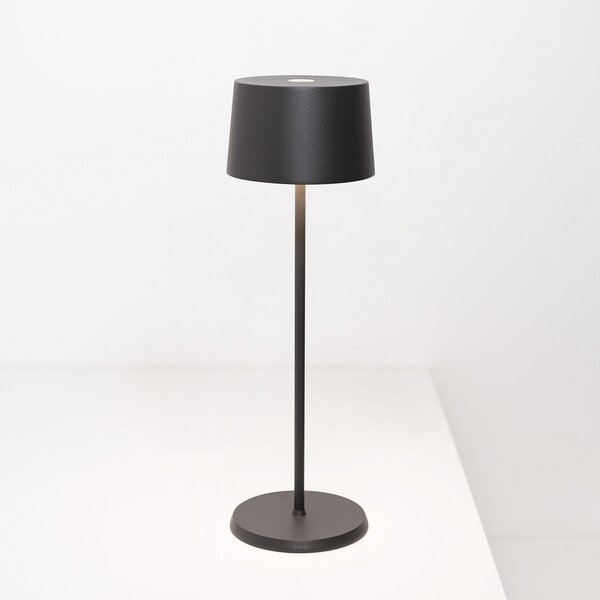 Zafferano Olivia 3K lampă de masă reîncărcabilă IP65 gri, reglabil, Gri, Camera de zi / sufragerie, Aluminiu, Modern