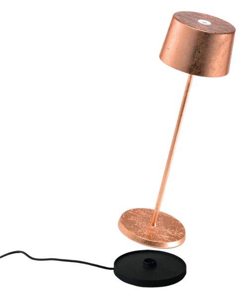 Zafferano Olivia 3K lampă de masă reîncărcabilă cupru, reglabil, Cupru, Camera de zi / sufragerie, Aluminiu, Modern